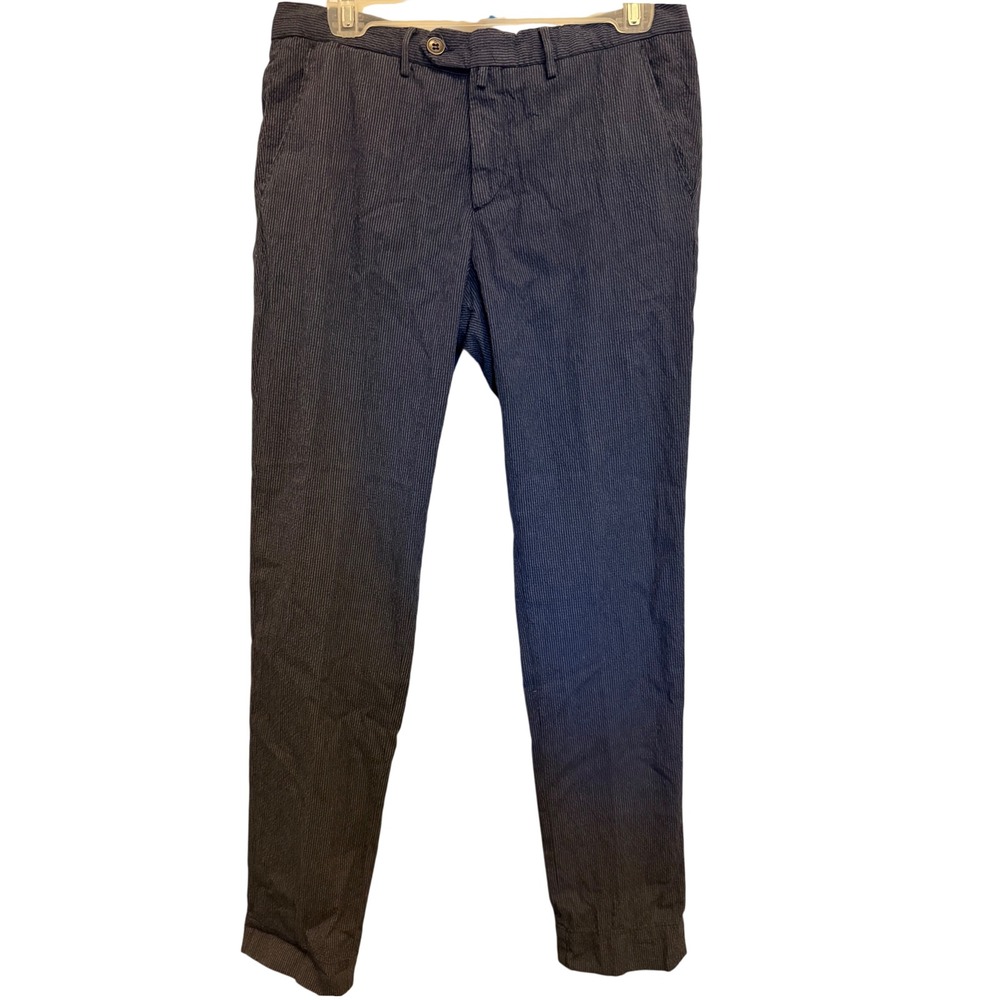 B Settecento B700 Mens Navy Micro Stripe Slim Chino Pants Italy 33